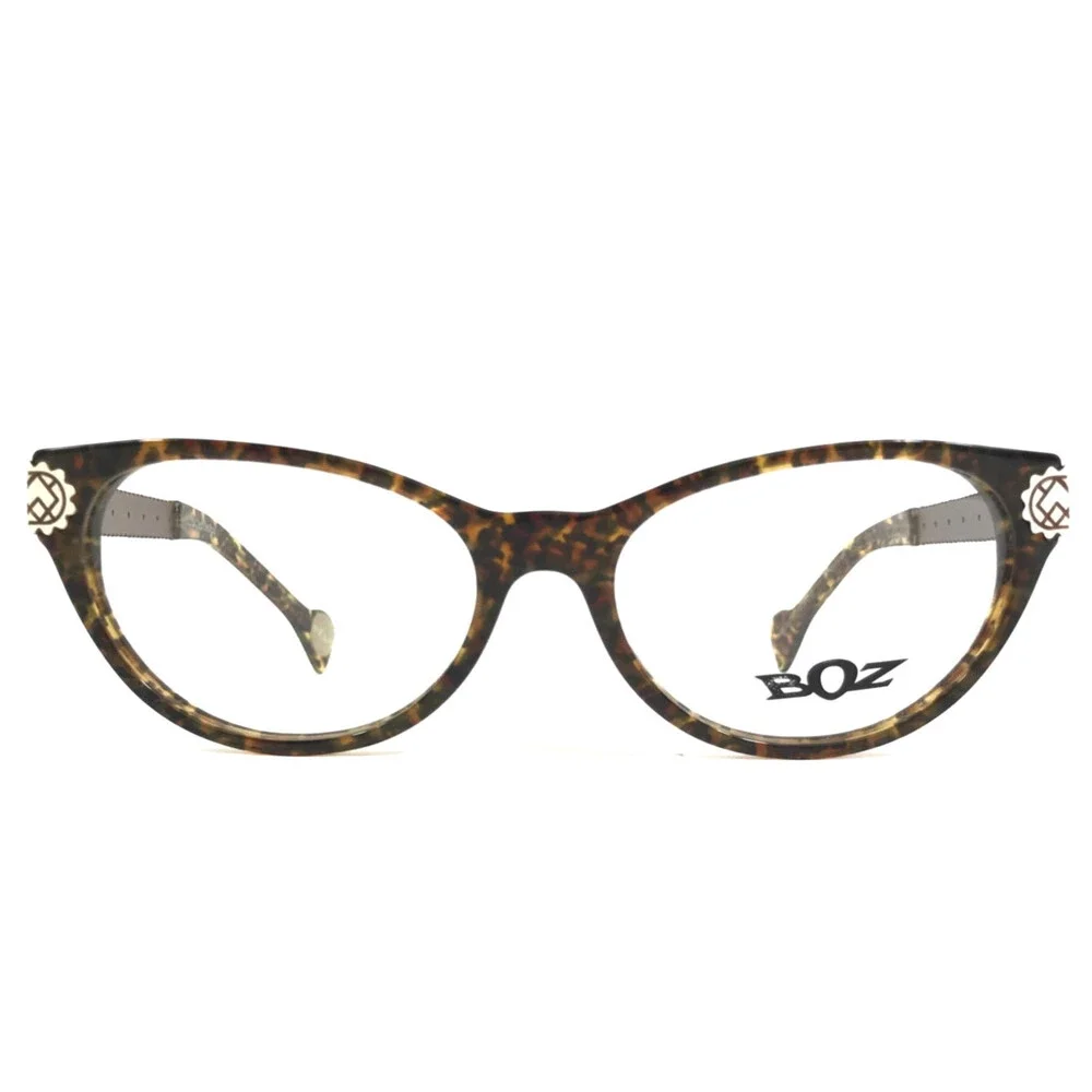 BOZ Eyeglasses Frames ZIGZAG 9530 Panther White Red Diamonds Arms 53-16-137